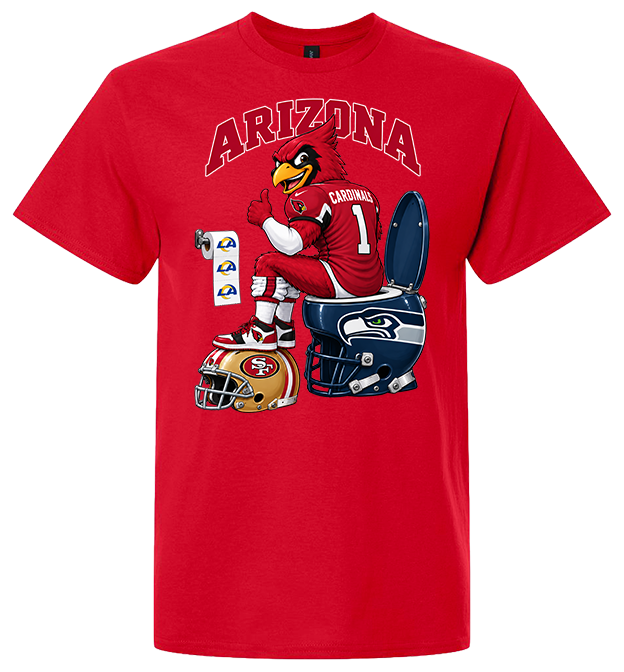 Arizona Cardinals rivalry graphic on a Red T-shirt