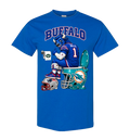 Buffalo Bills rivalry graphic on a Royal Blue T-shirt