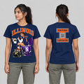 Illinois Navy T-shirt front and back on model