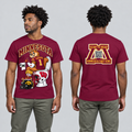 Minnesota Maroon T-shirt front and back on model