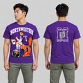 Northwestern Purple T-shirt front and back on model